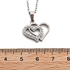 304 Stainless Steel Crystal Rhinestone Heart Pendant Cable Chain Necklaces for Women NJEW-Z056-01B-P-5