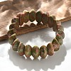 Bicone Natural Unakite Beads Stretch Bracelets for Women Men BJEW-C097-05F-1