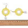 Brass Glass Beads Dangle Earrings EJEW-MZ00764-03-4