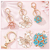 6Pcs 6 Style Butterfly & Flower Pendant Keychain KEYC-CP0001-09-4