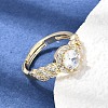Brass Micro Pave Clear Cubic Zirconia Cuff Open Rings CU-CBA5C10-17G-2