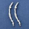 Brass Micro Pave Clear Cubic Zirconia Textured Curved Stick Links Connector Charms KK-Z156-18S-1