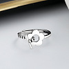 Flower Rhodium Plated 925 Sterling Silver Adjustable Rings FS-WG7FDEB-01-2