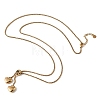 Adjustable 304 Stainless Steel Double Heart Pendant Box Chain Lariat Necklaces for Women NJEW-D327-01G-2