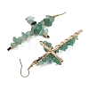 Natural Aventurine Cross Dangle Earrings EJEW-Z071-01G-02-2