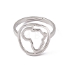 201 Stainless Steel Hollow Out Africa Map Adjustable Ring for Women RJEW-C045-04P-2