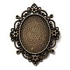 Tibetan Style Alloy Rhinestone & Oval Tray Cabochon Settings TIBEP-5436-AB-LF-1