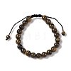 8mm Round Natural Tiger Iron Braided Bead Bracelets BJEW-C067-01B-04-2