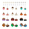 DIY 12 Pairs 12 Style Two Tone Resin & Walnut Wood Stud Earring Findings DIY-CW0001-35-2