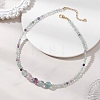 Round Natural Fluorite Graduated Beaded Necklaces NJEW-JN05952-01-1