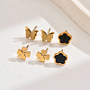 3 Pairs Fashionable Butterfly & Flower & Clover Stainless Steel Stud Earring Sets JY4608-2