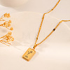 304 Stainless Steel Birth Flower Tag Pendant Necklaces for Women WG25FDF-03-1