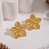 304 Stainless Steel Stripe Flower Stud Earrings BI3627-1-1