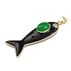 Fish Brass Micro Pave Cubic Zirconia Pendants KK-K408-49G-01-2