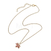 Brass Pave Cubic Zirconia Maple Leaf Pendant 304 Stainless Steel Cable Chain Necklaces for Women NJEW-JN05901-01-4