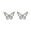 Butterfly Brass Micro Pave Cubic Zirconia Ear Studs EJEW-D304-34P-2