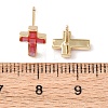 Brass Enamel Cross Stud Earrings EJEW-I322-03G-6