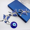Alloy & Lampwork Turkish Blue Evil Eye Butterfly Hanging Ornament EVIL-PW0004-02-2