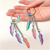 Zinc Alloy Feather Tassel Hoop Earrings FS-WG16A33-08-1