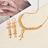 Vintage Brass Round Beaded Tassel Necklace & Earrings for Women HX9279-3
