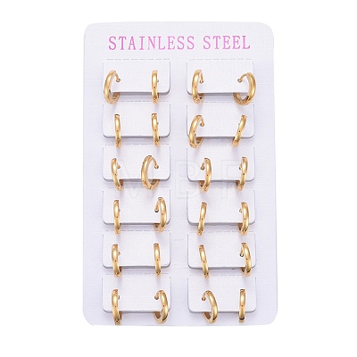 304 Stainless Steel Huggie Hoop Earrings EJEW-L252-043A-G-1