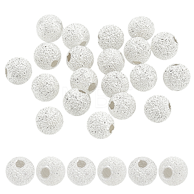   20Pcs Round 925 Sterling Silver Textured Beads STER-PH0002-18-1