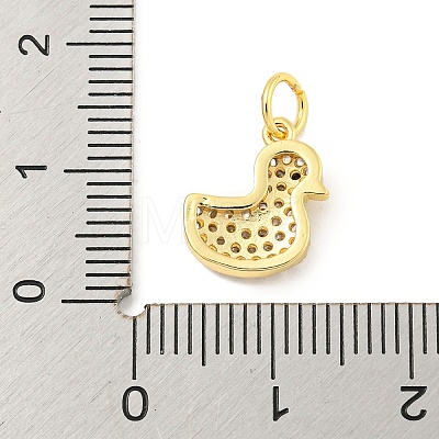 Rack Plating Brass Micro Pave Clear Cubic Zirconia Pendants KK-B093-02D-G-1