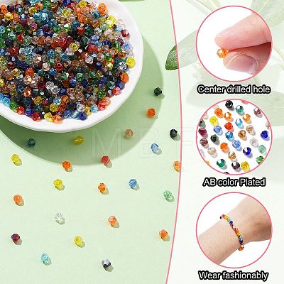 3600Pcs 24 Colors Transparent Electroplate Glass Beads GLAA-YW0003-34-1