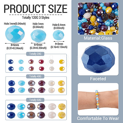120G 3 Styles Glass Beads Strands EGLA-TA0013-72-1
