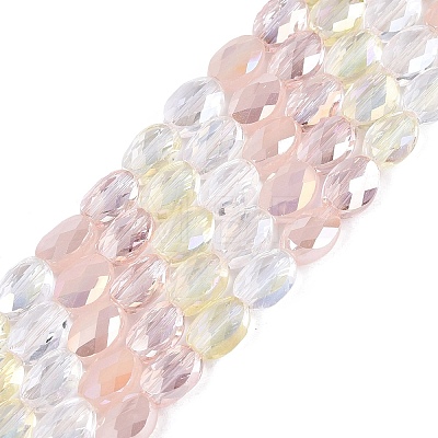 Electroplate Imitation Jade & Opaque & Transparent Glass Beads Strands EGLA-Q135-6x8MM-01D-1