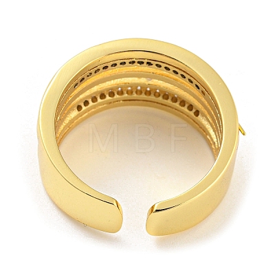 Brass Micro Pave Cubic Zirconia Open Cuff Ring RJEW-C033-14G-1
