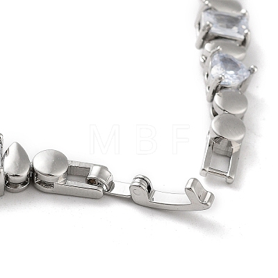 Brass Rectangle & Teardrop & Flat Round Link Chain Bracelets BJEW-D039-32P-1