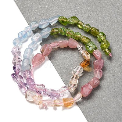 Natural Aquamarine & Rose Quartz & Peridot & Amethyst & Citrine Beads Strands G-L610-B05-01-1