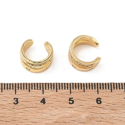 Two-layer C-Shaped Brass Micro Pave Clear Cubic Zirconia Cuff Earrings LS-EJEW-L316-01G-04-1