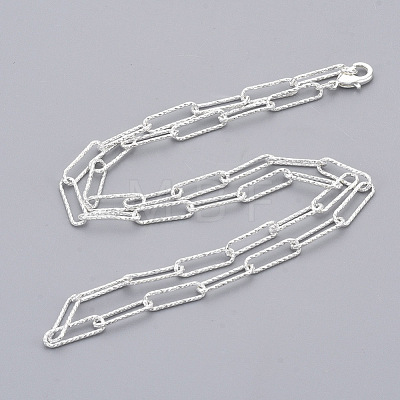 Brass Textured Paperclip Chain Necklace Making MAK-S072-02A-S-1