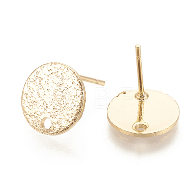 Hammered Brass Stud Earring Findings KK-S345-202G-1