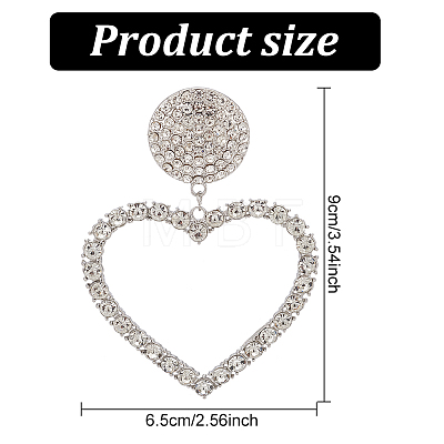 ANATTASOUL 2 Pairs 2 Colors Crystal Rhinestone Hollow Out Heart Dangle Stud Earrings EJEW-AN0001-26-1