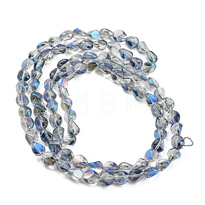 Full Rainbow Plated Electroplate Transparent Glass Beads Strands EGLA-G037-04A-FR01-1