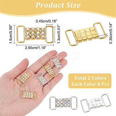 AHADERMAKER 16Pcs 2 Colors Brass Micro Pave Crystal AB Rhinestone Connector Charms FIND-GA0002-42-1