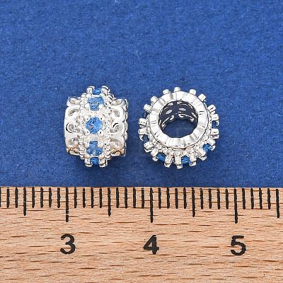 Brass Micro Pave Cubic Zirconia European Beads KK-H513-06S-1