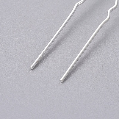 (Defective Closeout Sale) Lady's Hair Accessories Silver Color Plated Iron Rhinestone Hair Forks PHAR-XCP0004-03S-01-1