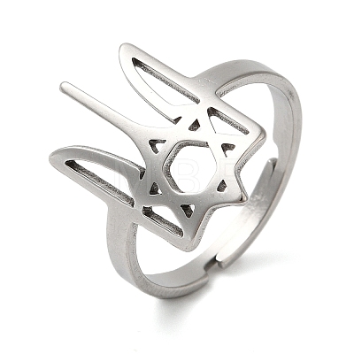 Non-Tarnish Star of David 304 Stainless Steel Adjustable Rings for Unisex RJEW-F163-03P-1