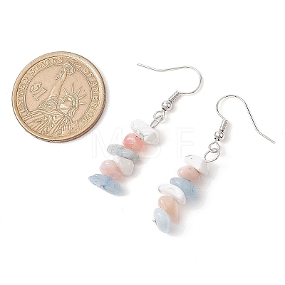 Natural Aquamarine & Pink Opal & Howlite Dangle Earrings EJEW-JE06127-03-1