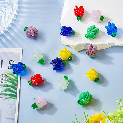 16Pcs 8 Colors Handmade Lampwork Beads LAMP-TA0001-33-1