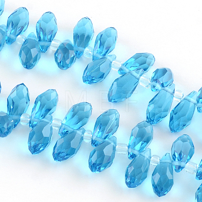 Faceted Teardrop Transparent Glass Bead Strands GLAA-R155-6x12-M-1