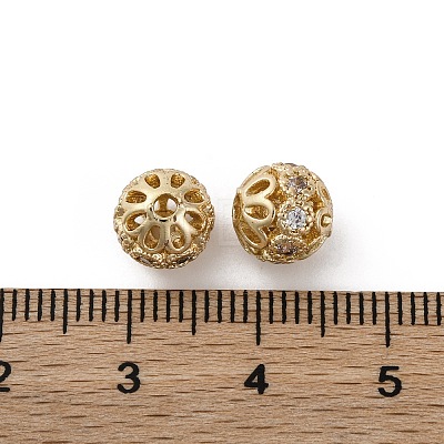 Brass Micro Pave Cubic Zirconia Beads KK-C071-02G-1