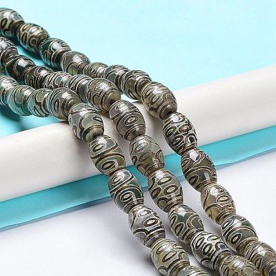 Tibetan Style dZi Beads Strands TDZI-E005-01T-1