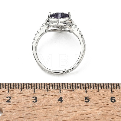 Brass & Purple Heart Cubic Zirconia Finger Rings for Women CU-CBA7E55-14P-1
