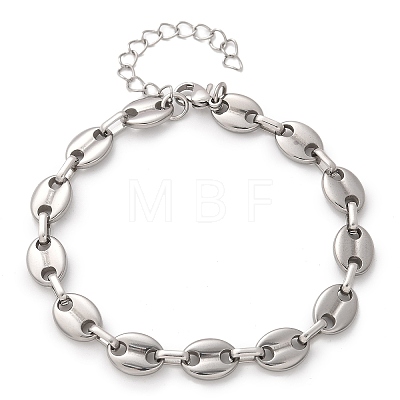 304 Stainless Steel Oval Link Chains Bracelets for Men & Women BJEW-D042-53P-1