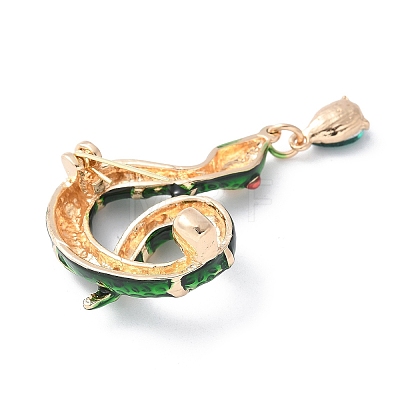 Rhinestone Snake Aolly Brooch with Enamel JEWB-V002-17C-1